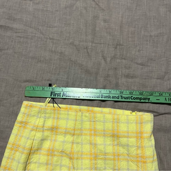 NWOT Zara Yellow Plaid Women's Skirt high slit side summer sundress bright - Picture 6 of 9